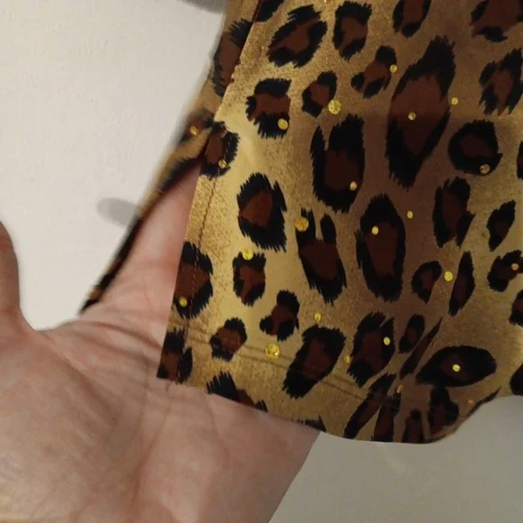 Cathy Daniels Women's Blouse  Sz.S Animal‎ Print w/ Sequins 3/4 Sleeve - Picture 5 of 8